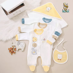 3-piece baby set with embroidered cover