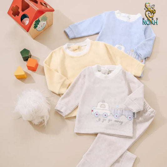 بيجامة قطيفة لوكس ولادي – دفا وأناقة لطفلك الصغير