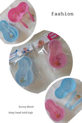 طبق بلاستيك مع غطاء وملعقة وشوكة – مستورد