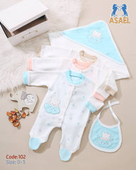 طقم مواليد 3 قطع مع كوفرتة مطرزة