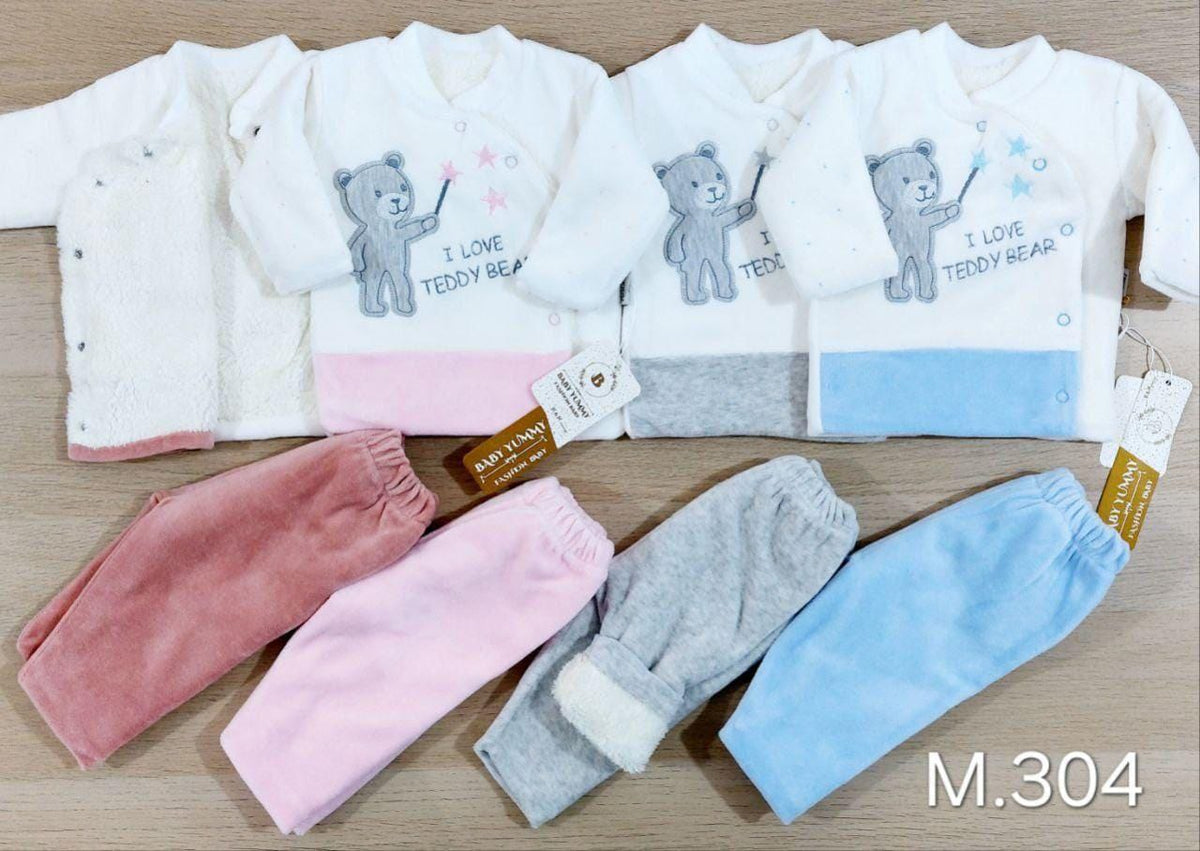 بيجامة قطيفة مبطنة بالفرو – للمواليد