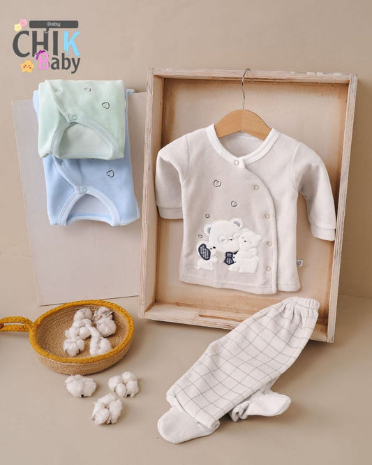 بيجامة مواليد قطيفة لوكس