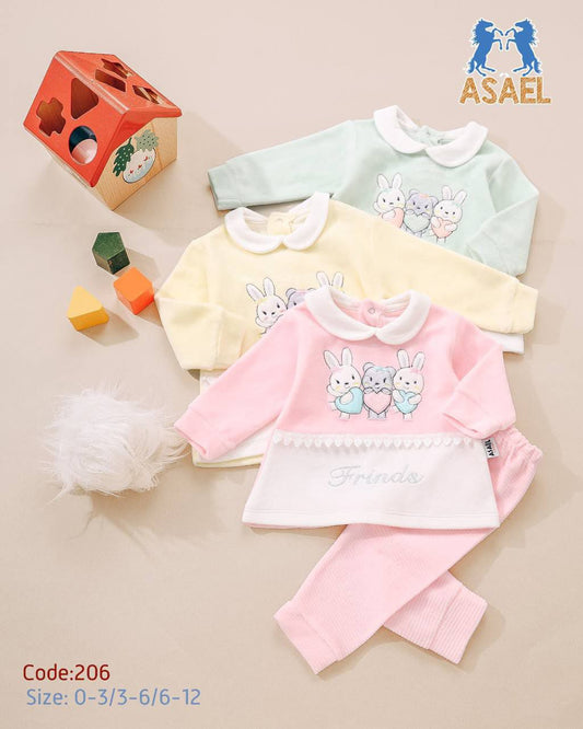 بيجامة مواليد قطيفة لوكس