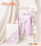 Newborn 3-piece set with embroidered coverlet