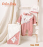 Newborn 3-piece set with embroidered coverlet