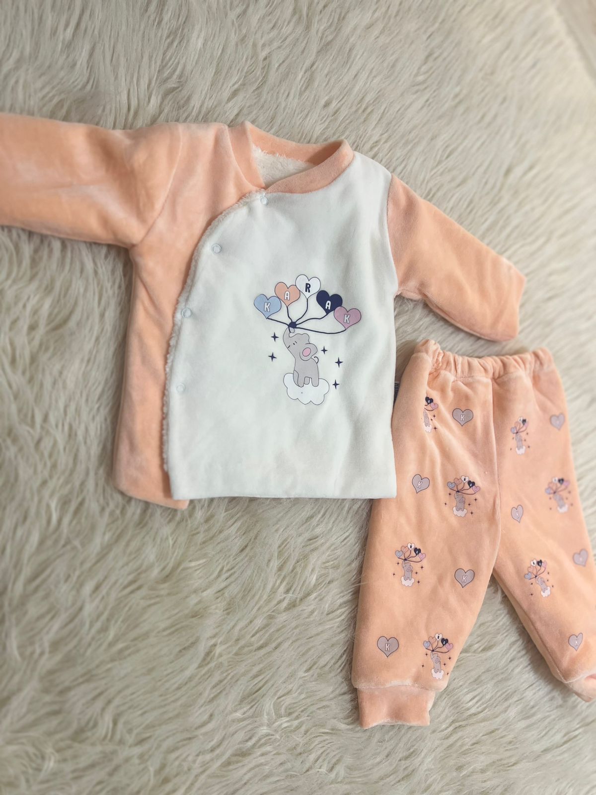 بيجامة قطيفة مبطنة فرو